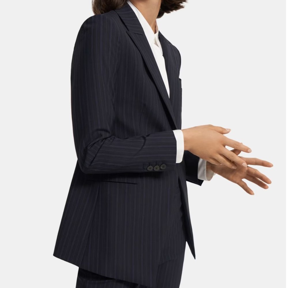 Theory Etienne Striped Blazer in Good Wool Size 18